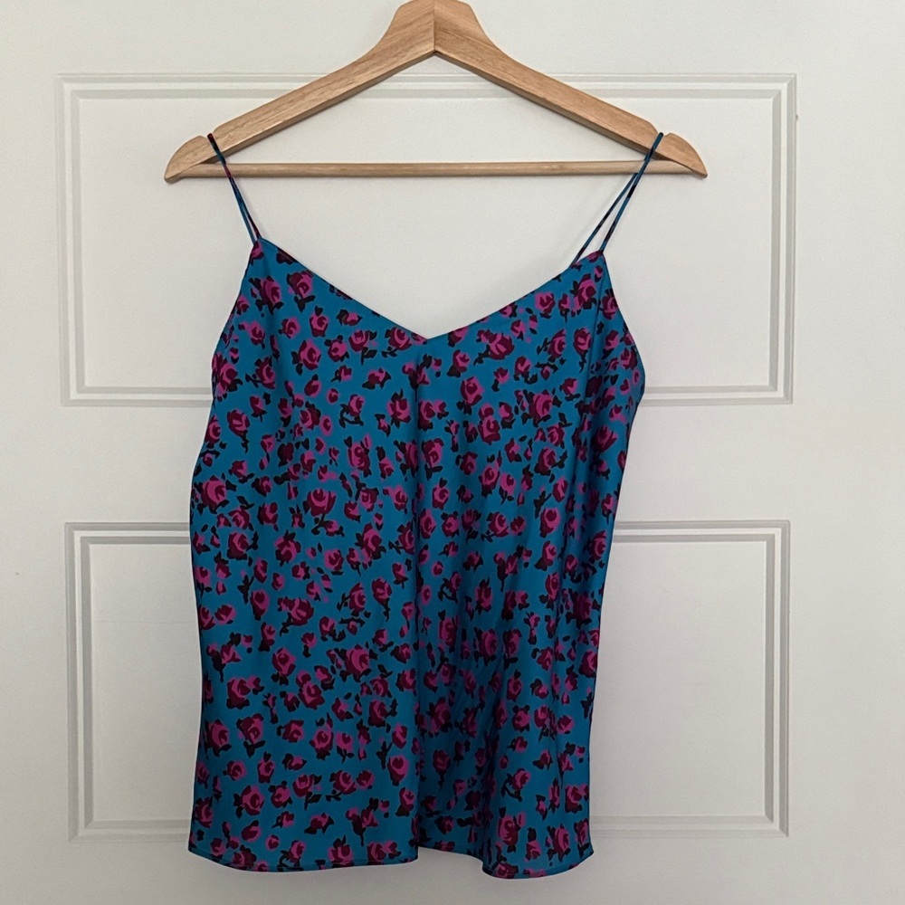 PAIGE Blue Camisole with Pink Floral Design